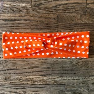 Orange White Polka Dot Twist Headband - NEW